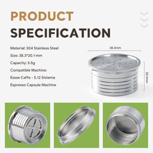Load image into Gallery viewer, Icafilas Reusable Coffee Capsules for Essse Caffe S.12 Sistema Espresso Maestoso Capsule Machine RichCrema Durable Cofee Filter