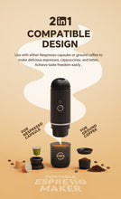 Load image into Gallery viewer, I Cafilas Heating Portable Espresso Coffee Machine for Car & Home Camping Coffee Maker Fit Nespresso Capsule Ground Coffee Powder