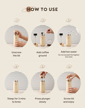 Load image into Gallery viewer, Portable Coffee Maker French Press Stainless Steel Travel Camping Outdoor 320ml Coffee Bottle Keep Cool & Hot Maker Plunger Glass Tea Pot French Coffee Press
