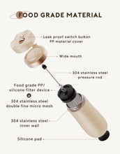 Load image into Gallery viewer, Portable Coffee Maker French Press Stainless Steel Travel Camping Outdoor 320ml Coffee Bottle Keep Cool & Hot Maker Plunger Glass Tea Pot French Coffee Press