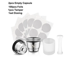 Load image into Gallery viewer, Icafilas Reusable Coffee Capsule For Nespresso Stainless Steel Espresso Crema Filter Aluminum Dosing Lid