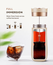 Load image into Gallery viewer, Portable Coffee Maker French Press Stainless Steel Travel Camping Outdoor 320ml Coffee Bottle Keep Cool & Hot Maker Plunger Glass Tea Pot French Coffee Press