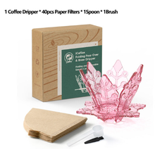 Load image into Gallery viewer, Foldable Coffee Filter Portable Drip Coffee Tea Holder Funnel Basket Coffee Dripper Handmade Coffeeware with Filters Paper Set