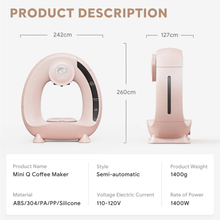 Load image into Gallery viewer, Mini Q American Coffee Machine 2 Coffee Adapter fit for K cup & Coffee Ground 4-8 Oz Single Serve Coffee Maker