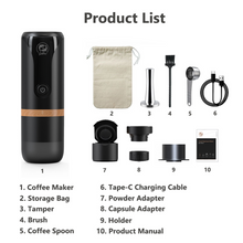 Load image into Gallery viewer, iCafilas 2 IN 1 Portable Coffee Machine for Car Travel Expresso Coffee Maker Fit Nespresso Original Capsule Pod & Coffee Powder