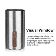 Load image into Gallery viewer, Silver Coffee Grinder Mini Stainless Steel Hand Handmade Bean Burr Grinders Mill Tools Adjustable Grinding Thickness Sprayer