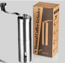 Load image into Gallery viewer, Silver Coffee Grinder Mini Stainless Steel Hand Handmade Bean Burr Grinders Mill Tools Adjustable Grinding Thickness Sprayer