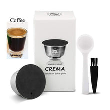 Load image into Gallery viewer, Reusable Coffee Capsule Dolci Gusto Stainless Steel Coffee & Milk Filter For Nescafe Dolce Gusto Capsula with Plastic Lid Tamper