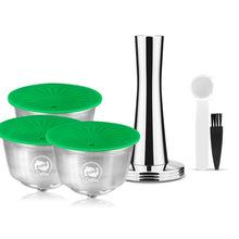 Load image into Gallery viewer, Refillable Coffee Capsules For Dolce Gusto Plastic Stainless Steel Reusable Pod Milk Coffee Crema Making Set