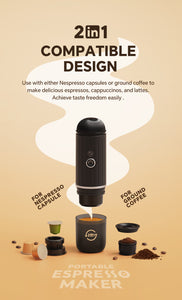 I Cafilas Heating Portable Espresso Coffee Machine for Car & Home Camping Coffee Maker Fit Nespresso Capsule Ground Coffee Powder