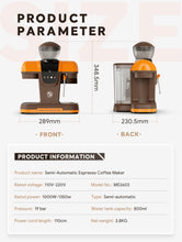 Load image into Gallery viewer, I Cafilas 19Bar Semi Automatic Coffee Espresso Machine With Grinder &amp; Steam Wand Espresso Maker
