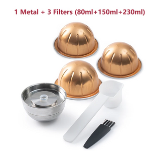 For Nespresso Vertuo Next Stainless Steel Reusable Capsule Vertuoline Refillable Coffee Filter Compatible with Original Pod