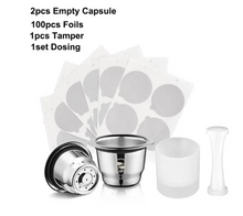 Load image into Gallery viewer, Icafilas Reusable Coffee Capsule For Nespresso Stainless Steel Espresso Crema Filter Aluminum Dosing Lid
