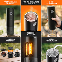 Load image into Gallery viewer, Portable Espresso Coffee Machine 3-in-1 Capsule Coffee Maker for Car &amp; Home Camping with NS &amp; Ground Coffee &amp; DG Capsules
