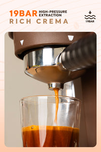 I Cafilas 19Bar Semi Automatic Coffee Espresso Machine With Grinder & Steam Wand Espresso Maker