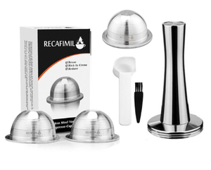 80/150/230ML Reusable Coffee Capsule For Nespresso Vertuoline & Delonghi Refillable Stainless Steel Coffee Filter With Milk Frother