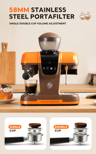 I Cafilas 19Bar Semi Automatic Coffee Espresso Machine With Grinder & Steam Wand Espresso Maker