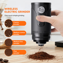 Load image into Gallery viewer, icafilas Portable Rechargeable Electric Coffee Grinder with Adjustable Grind Settings for Office, Travel, and Outdoor Coffee Making
