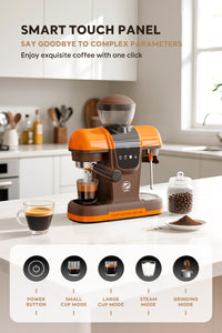 I Cafilas 19Bar Semi Automatic Coffee Espresso Machine With Grinder & Steam Wand Espresso Maker
