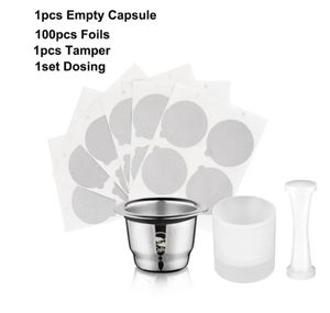 Icafilas Reusable Coffee Capsule For Nespresso Stainless Steel Espresso Crema Filter Aluminum Dosing Lid