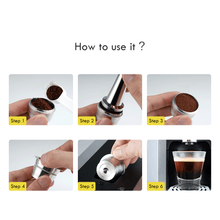 Load image into Gallery viewer, Reusable Coffee Filters Compatible For Caffitaly Tchibo Cafissimo Refillable Stainless Steel Coffee Capsule Pod WithTamper Spoon
