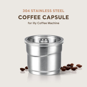 iCafilas Reusable illy Coffee Capsule 304 Stainless Steel Rich Cream Compatibility illy X7,illy Y3,illy Y5