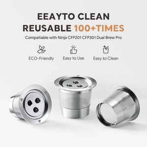 Reusable K Cups Coffee Pod Filters Stainless Steel Refillable k-Cups for Keurig Ninja CFP201 CFP301 Dual Brew Pro Machine