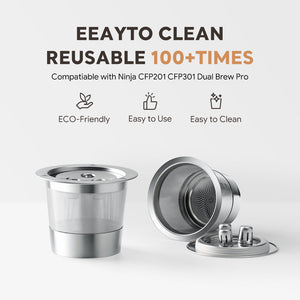 Reusable K Cups Coffee Pod Filters Stainless Steel Refillable k-Cups for Keurig Ninja CFP201 CFP301 Dual Brew Pro Machine