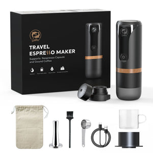iCafilas 2 IN 1 Portable Coffee Machine for Car Travel Expresso Coffee Maker Fit Nespresso Original Capsule Pod & Coffee Powder