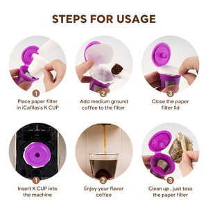 Disposable Paper Coffee Filters Parper Cups K-Cup Filter Fit Keurig Refillable Coffee Capsule K Cup Baskets