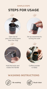 iCafilas Manual Coffee Grinder Portable Adjustable Stainless Steel Burr Professional Coffee Accessories with Anti-Skid Collar