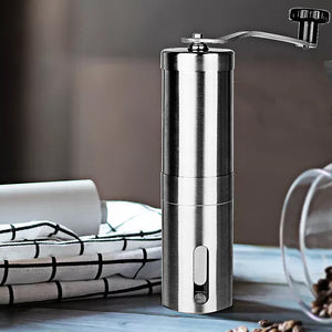 Silver Coffee Grinder Mini Stainless Steel Hand Handmade Bean Burr Grinders Mill Tools Adjustable Grinding Thickness Sprayer
