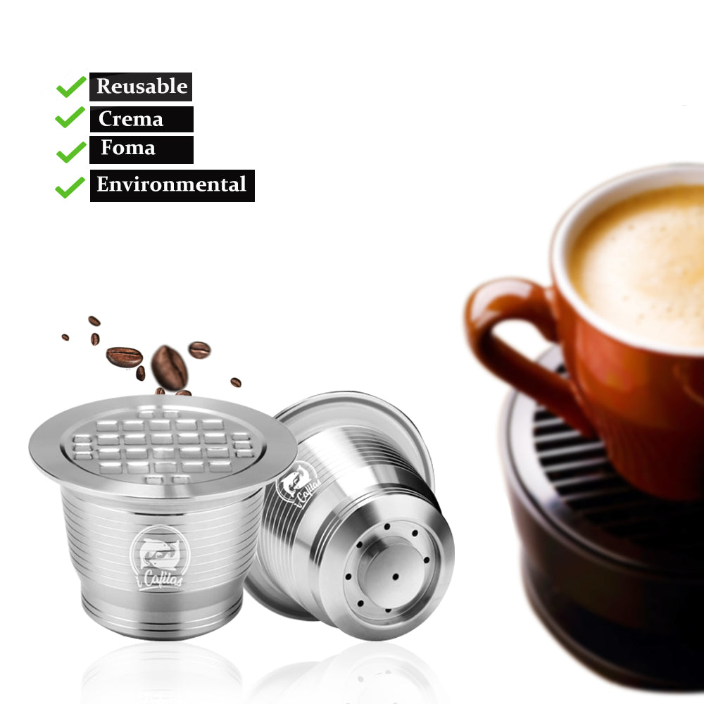 i Cafilas Cápsulas reutilizables de acero inoxidable para Nespresso  OriginalLine - Soporte para cápsulas de café permanente con tapa  reutilizable