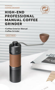 iCafilas Manual Coffee Grinder Portable Adjustable Stainless Steel Burr Professional Coffee Accessories with Anti-Skid Collar