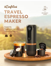Load image into Gallery viewer, iCafilas 2 IN 1 Portable Coffee Machine for Car Travel Expresso Coffee Maker Fit Nespresso Original Capsule Pod &amp; Coffee Powder
