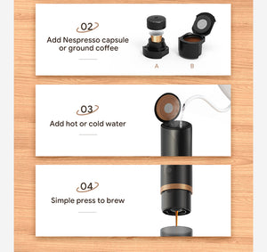 iCafilas 2 IN 1 Portable Coffee Machine for Car Travel Expresso Coffee Maker Fit Nespresso Original Capsule Pod & Coffee Powder