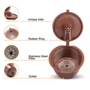 Stainless Coffee Capsules 3 cups + Plastic spoon + Brush