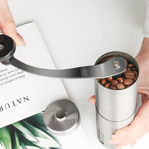 Silver Coffee Grinder Mini Stainless Steel Hand Handmade Bean Burr Grinders Mill Tools Adjustable Grinding Thickness Sprayer
