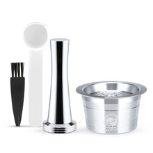 Load image into Gallery viewer, I Cafilas For  Tchibo Cafissimo ALDI Expressi Refillable  Coffee Capsule Pod Filters Stainless Steel Tamper Spoon
