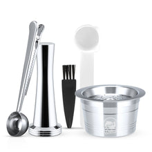 Load image into Gallery viewer, I Cafilas For  Tchibo Cafissimo ALDI Expressi Refillable  Coffee Capsule Pod Filters Stainless Steel Tamper Spoon
