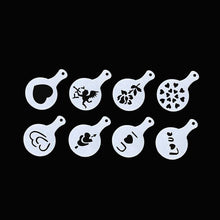 Load image into Gallery viewer, 8pcs Plastic Stencil Decoration Cupcake Template Mold Lifelike Cappuccino Latte Stencil For Caffitaly Nespresso Illy Tools
