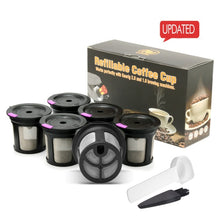 Load image into Gallery viewer, Update 6pcs/Set Refillable Keurig Coffee Capsule K-cup Filter for 2.0 &amp; 1.0 Brewers Kcup Reusable for Keurig machine K-Carafe
