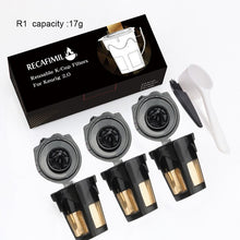 Load image into Gallery viewer, ICafilas 3pcs Upgraded Reusable Coffee K-cup R1,R2,R3 For Keurig 2.0 K Cup Coffee Capsule Filters For K200 K300 K350 K360
