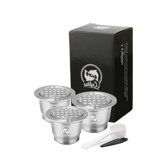 ICafilas Vip Link Stainless Reusable Capsule with Nespresso Press Coffee Stainless Tamper Espresso Coffee Maker Basket