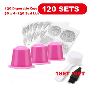ICafilasICafila s120 sets Disposiable Empty For Nespresso and Adhesive Aluminum Lids Seals for Nespresso Capsule DIY Own Coffee