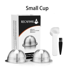 70/230ML Coffee Capsules For Nespresso Vertuo Vertuoline GCA1 & Delonghi ENV135 Stainless Steel Refillable Reusable Pod Filters