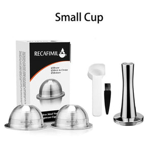 80/150/230ML Reusable Coffee Capsule For Nespresso Vertuoline & Delonghi Refillable Stainless Steel Coffee Filter With Milk Frother