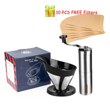 Load image into Gallery viewer, Stainless Steel &amp; Food-graded PP Coffee Dripper with V60 Disposable Coffee Filter Paper Beans Grinder Coffee Accessories
