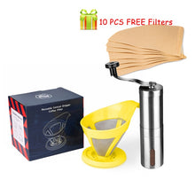 Load image into Gallery viewer, Stainless Steel &amp; Food-graded PP Coffee Dripper with V60 Disposable Coffee Filter Paper Beans Grinder Coffee Accessories
