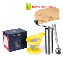 Load image into Gallery viewer, Stainless Steel &amp; Food-graded PP Coffee Dripper with V60 Disposable Coffee Filter Paper Beans Grinder Coffee Accessories
